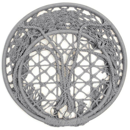 Leagan de Gradina Texty idealStore Gri, Dimensiuni 120 x 80, Cadru din Otel, Cordon din Bumbac, Design Moder, Materiale Durabile si Rezistente, Sarcina Maxima 150kg