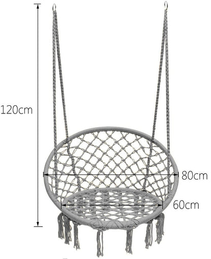 Leagan de Gradina Texty idealStore Gri, Dimensiuni 120 x 80, Cadru din Otel, Cordon din Bumbac, Design Moder, Materiale Durabile si Rezistente, Sarcina Maxima 150kg