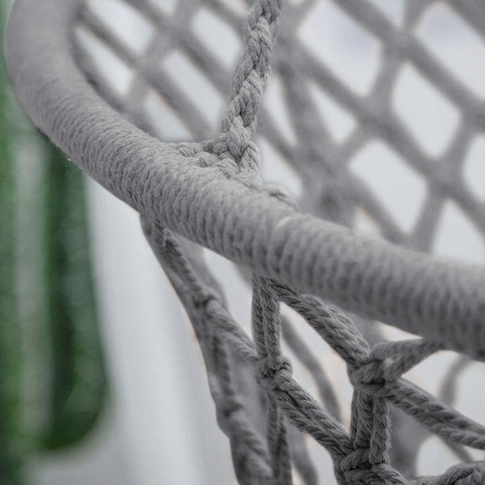 Leagan de Gradina Texty idealStore Gri, Dimensiuni 120 x 80, Cadru din Otel, Cordon din Bumbac, Design Moder, Materiale Durabile si Rezistente, Sarcina Maxima 150kg