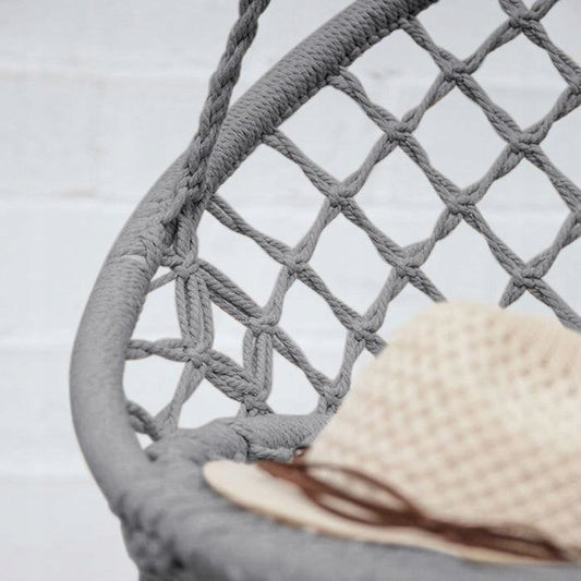 Leagan de Gradina Texty idealStore Gri, Dimensiuni 120 x 80, Cadru din Otel, Cordon din Bumbac, Design Moder, Materiale Durabile si Rezistente, Sarcina Maxima 150kg