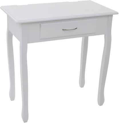 Set Masuta de Toaleta pentru machiaj cu oglinda si Scaun idealSORE, Dimensiuni 137 x 77 x 66 cm, Confectionat din lemn, MDF, Tapiterie poliester, Include 3 sertare spatioase, Culoare Alba