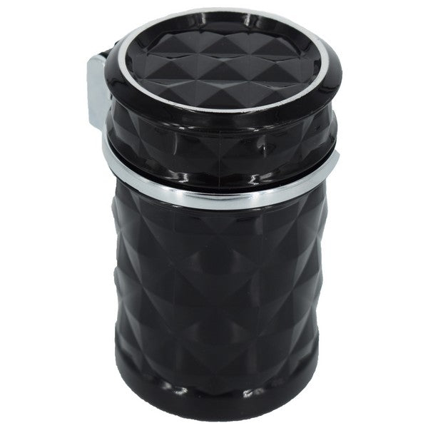 Scrumiera Auto Rotunda, MCT Cars, Iluminare LED, Prindere 2in1: Grila, Ventilatie sau Suport Pahar, Negru