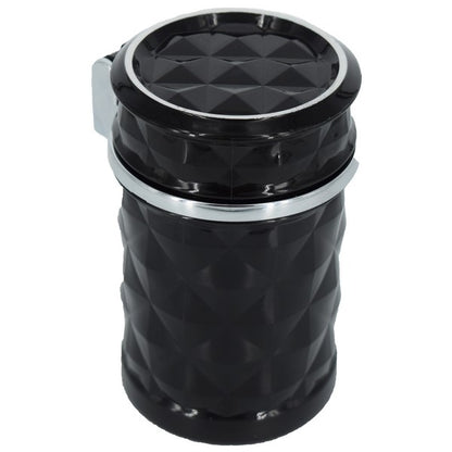 Scrumiera Auto Rotunda, MCT Cars, Iluminare LED, Prindere 2in1: Grila, Ventilatie sau Suport Pahar, Negru