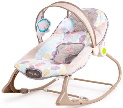 Balansoar Multifunctional Baby Funny idealSTORE, Echipat cu o Saltea Moale, O Bara cu 2 Jucarii, Centuri de Siguranta in 3 Puncte, Panou cu Vivratii si Cantece pentru Adormit, Permite Blocarea Balansului, Husa Detasabila, 0-18 Kg