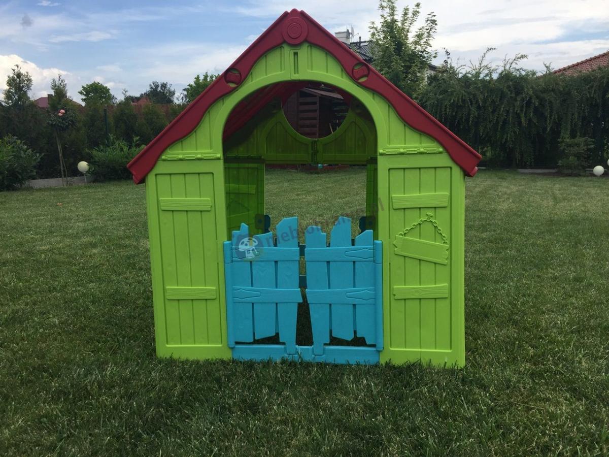 Casuta plianta pentru copii idealSTORE, Dimensiuni 102 x 90 x 110, Structura sigura, stabila, realizata din plastic de cea mai buna calitate, Material rezistent la conditiile meteorologice, Ideala pentru gradina sau camera, Stimuleaza imaginatia copiilor