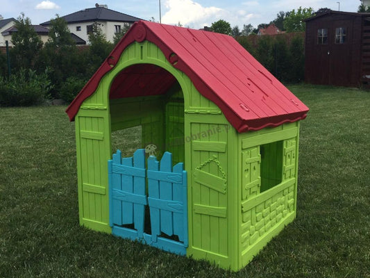 Casuta plianta pentru copii idealSTORE, Dimensiuni 102 x 90 x 110, Structura sigura, stabila, realizata din plastic de cea mai buna calitate, Material rezistent la conditiile meteorologice, Ideala pentru gradina sau camera, Stimuleaza imaginatia copiilor