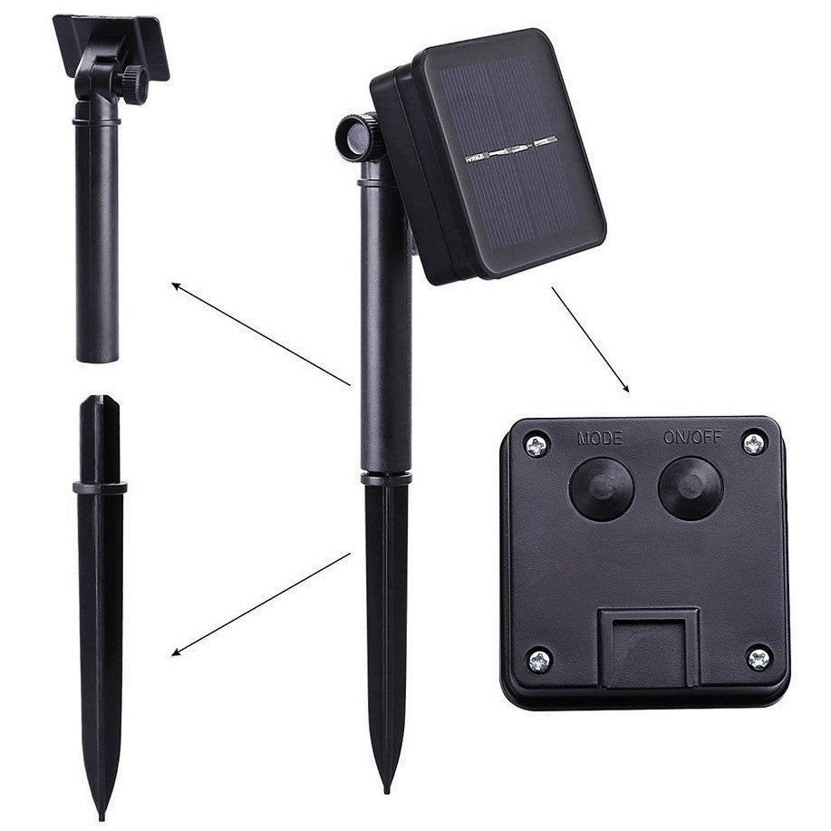 Instalatie IDL cu panou solar, 300 led-uri cu lumina calda pentru a creea un mediu ambiental calduros si primitor, Controler exterior cu 8 functii si Grad de protectie IP44