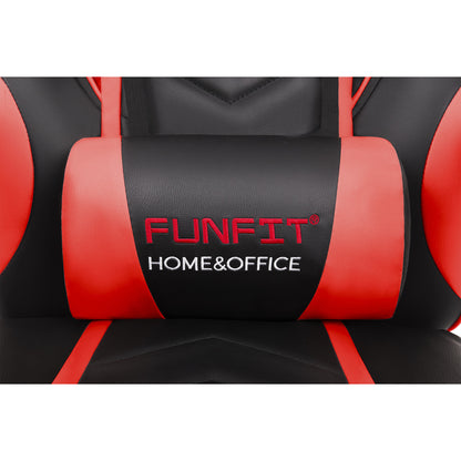 Scaun Gaming Reglabil cu mecanism TILT Office Gaming ON idealStore, Suport pentru Picioare Retractabil, Perna Confortabila, Piele Ecologica Posibilitatea modificarii unghiului spatarului, Rosu-Negru