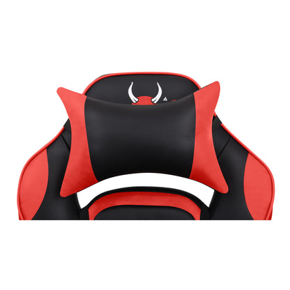 Scaun Gaming Reglabil cu mecanism TILT Office Gaming ON idealStore, Suport pentru Picioare Retractabil, Perna Confortabila, Piele Ecologica Posibilitatea modificarii unghiului spatarului, Rosu-Negru