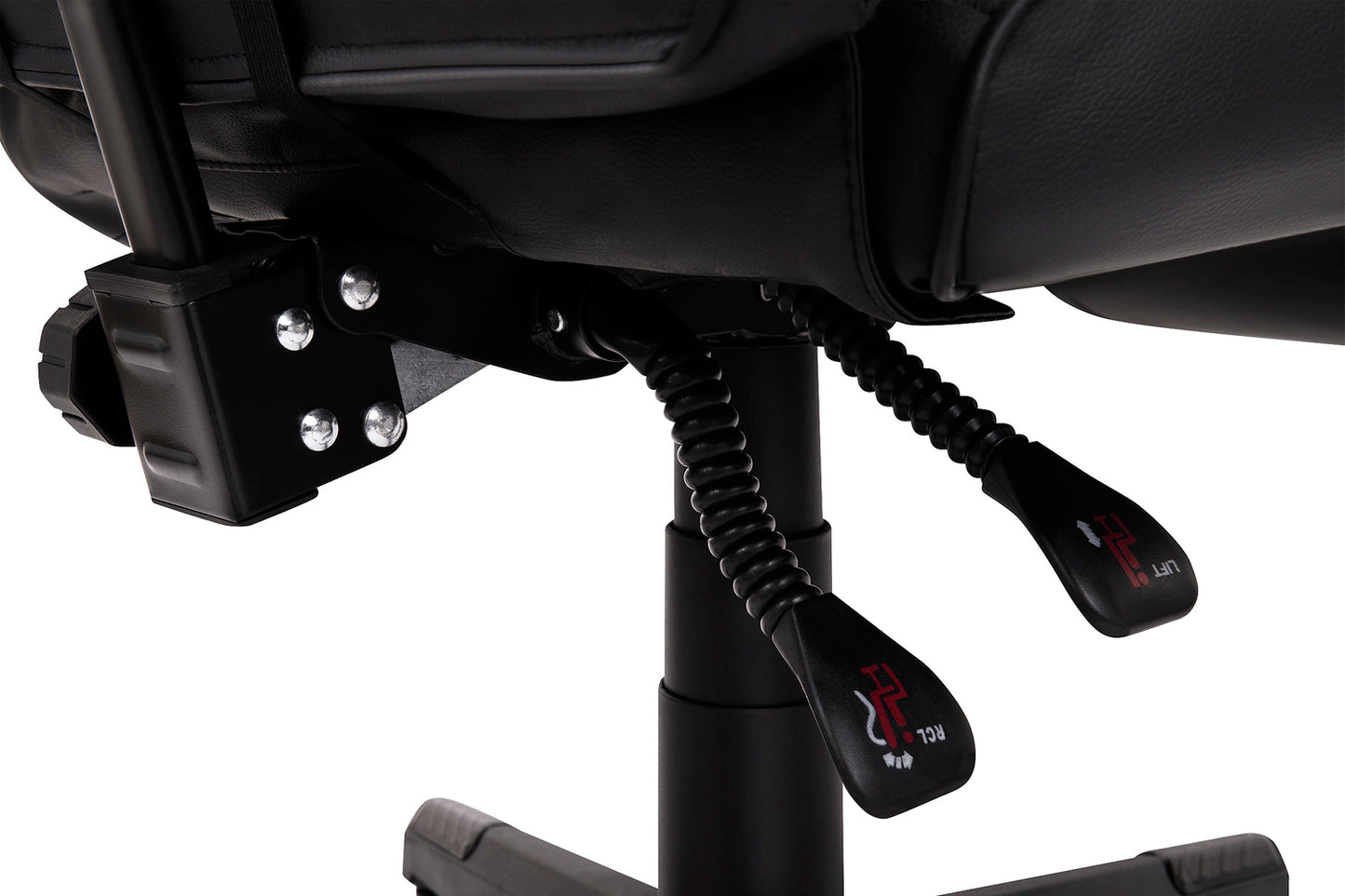 Scaun Gaming Reglabil cu mecanism TILT Office Gaming ON idealStore, Suport pentru Picioare Retractabil, Perne Confortabile, Piele Ecologica Posibilitatea modificarii unghiului spatarului, Negru