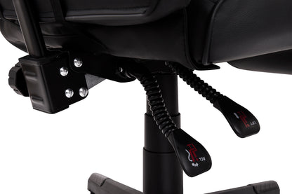 Scaun Gaming Reglabil cu mecanism TILT Office Gaming ON idealStore, Suport pentru Picioare Retractabil, Perne Confortabile, Piele Ecologica Posibilitatea modificarii unghiului spatarului, Negru