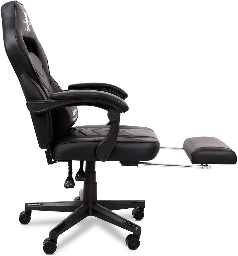 Scaun Gaming Reglabil cu mecanism TILT Office Gaming ON idealStore, Suport pentru Picioare Retractabil, Perne Confortabile, Piele Ecologica Posibilitatea modificarii unghiului spatarului, Negru