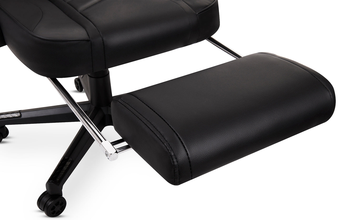 Scaun Gaming Reglabil cu mecanism TILT Office Gaming ON idealStore, Suport pentru Picioare Retractabil, Perne Confortabile, Piele Ecologica Posibilitatea modificarii unghiului spatarului, Negru