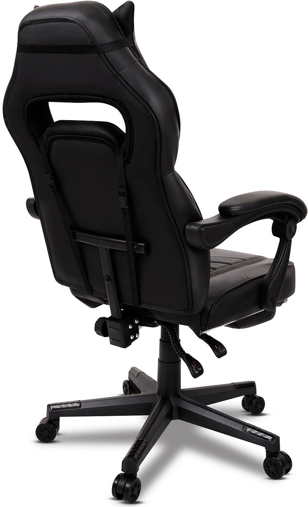 Scaun Gaming Reglabil cu mecanism TILT Office Gaming ON idealStore, Suport pentru Picioare Retractabil, Perne Confortabile, Piele Ecologica Posibilitatea modificarii unghiului spatarului, Negru