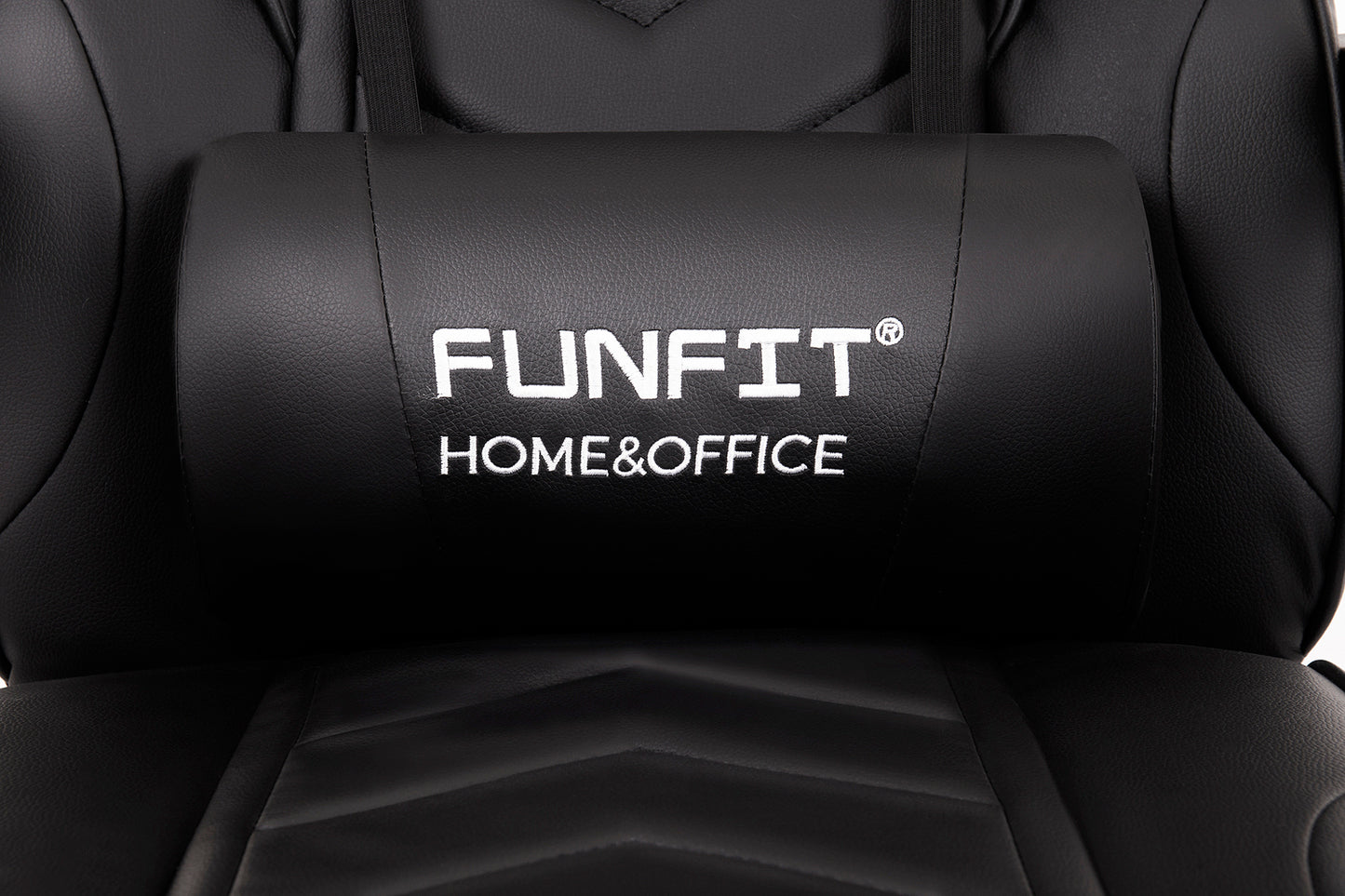 Scaun Gaming Reglabil cu mecanism TILT Office Gaming ON idealStore, Suport pentru Picioare Retractabil, Perne Confortabile, Piele Ecologica Posibilitatea modificarii unghiului spatarului, Negru