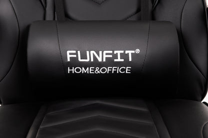 Scaun Gaming Reglabil cu mecanism TILT Office Gaming ON idealStore, Suport pentru Picioare Retractabil, Perne Confortabile, Piele Ecologica Posibilitatea modificarii unghiului spatarului, Negru