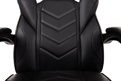 Scaun Gaming Reglabil cu mecanism TILT Office Gaming ON idealStore, Suport pentru Picioare Retractabil, Perne Confortabile, Piele Ecologica Posibilitatea modificarii unghiului spatarului, Negru