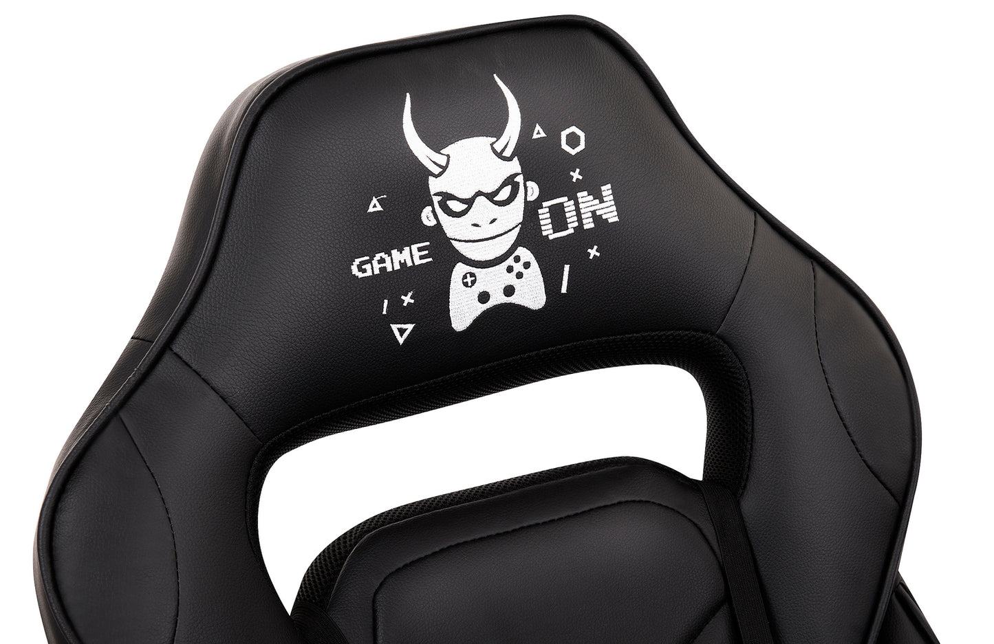 Scaun Gaming Reglabil cu mecanism TILT Office Gaming ON idealStore, Suport pentru Picioare Retractabil, Perne Confortabile, Piele Ecologica Posibilitatea modificarii unghiului spatarului, Negru