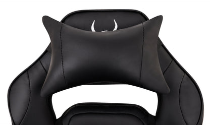 Scaun Gaming Reglabil cu mecanism TILT Office Gaming ON idealStore, Suport pentru Picioare Retractabil, Perne Confortabile, Piele Ecologica Posibilitatea modificarii unghiului spatarului, Negru