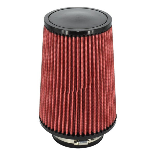 Filtru aer sport idealSTORE, Lungime 24 cm, Diametru gaura racord 9 cm, Contine colier strangere marimea 78-101