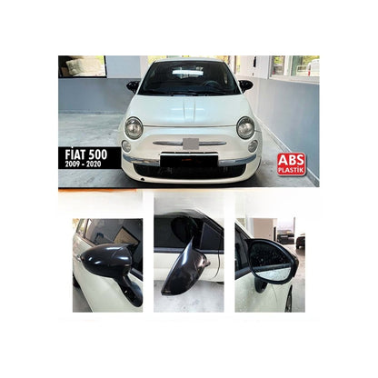 Set 2 Capace Oglinzi tip BATMAN idealSTORE pentru Fiat Fiat 500, 500X, Punto, Linea, culoare Piano Black - Negru Lucios, Montaj Usor, Rezistent UV, Material Premium