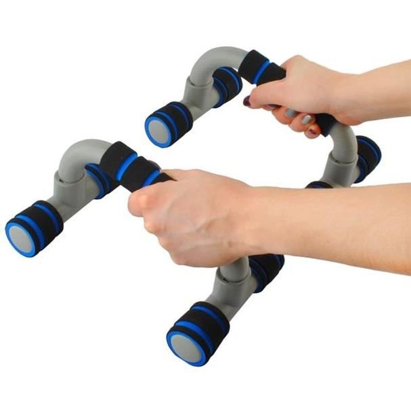 Set 2 Manere pentru Flotari IdealStore, Capacitate de sustinere maxim 200 kg, Dimensiuni 12 x 22.5 x 14 cm, Ajuta la consolidarea coapselor, bratelor si torsului, Gri