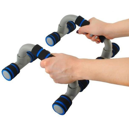 Set 2 Manere pentru Flotari IdealStore, Capacitate de sustinere maxim 200 kg, Dimensiuni 12 x 22.5 x 14 cm, Ajuta la consolidarea coapselor, bratelor si torsului, Gri