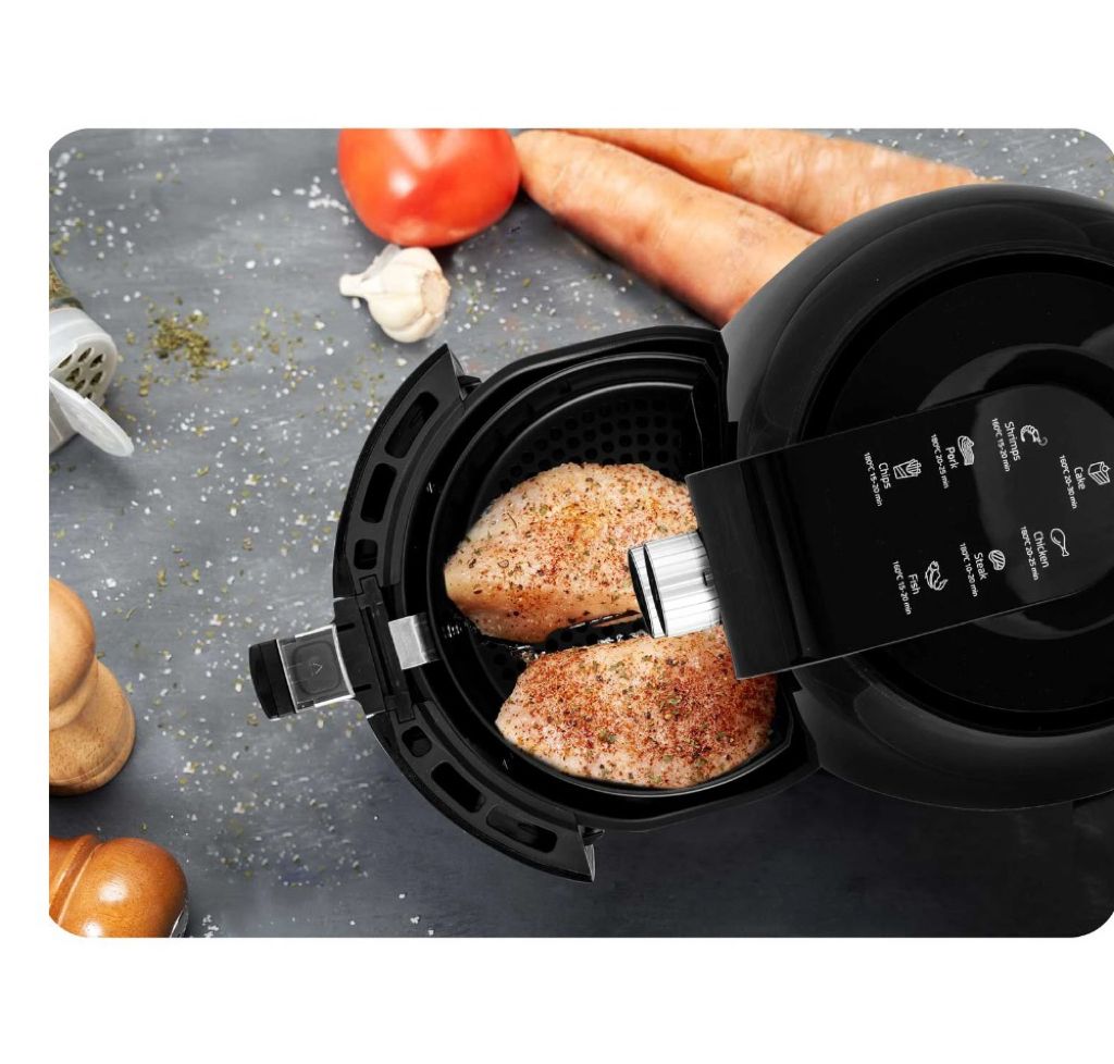 Friteuza cu aer cald IdealStore, fara grasimi, Din otel inoxidabil acoperit cu Teflon, Putere 1300W Capacitate Bol 3,6 L, Timp de lucru maxim 2 ore, 7 programe de gatire