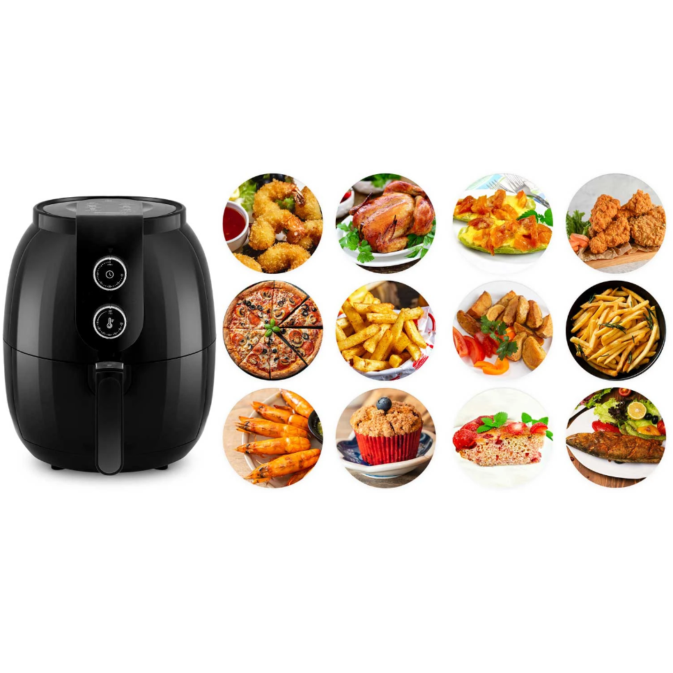 Friteuza cu aer cald IdealStore, fara grasimi, Din otel inoxidabil acoperit cu Teflon, Putere 1300W Capacitate Bol 3,6 L, Timp de lucru maxim 2 ore, 7 programe de gatire