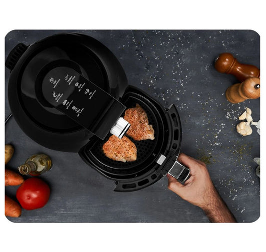 Friteuza cu aer cald IdealStore, fara grasimi, Din otel inoxidabil acoperit cu Teflon, Putere 1300W Capacitate Bol 3,6 L, Timp de lucru maxim 2 ore, 7 programe de gatire