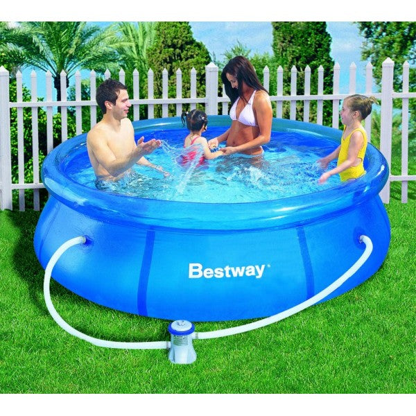 Piscina pentru familie gonflabila, Instalare Rapida, forma rotunda, culoare albastru-alb, material rezistent, dimensiune 366 X 76 CM, calitate garantata Best Way