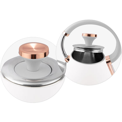 Fierbator Electric cu Termometru Modern Kettle idealStore, Capacitate 1.7L, Baza Pivotanta Antiderapanta 360, Comutator Luminat, Filtru Metalic Anti Calcar, Indicator Temperatura, Capac Detasabil, Alb