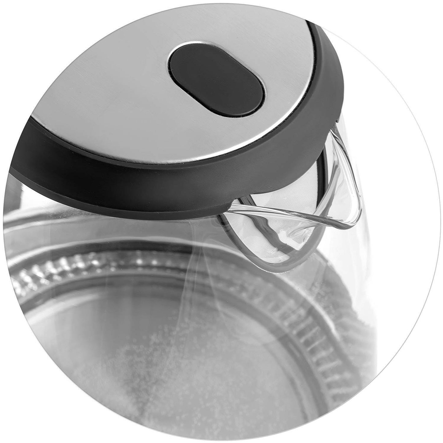 Fierbator Electric Berdsen din sticla idealSTORE, Dimensiuni 25 x 21 cm, Capacitate 1,7L, Protectie impotriva gatirii uscate, Baza pivotanta 360, Picioare antiderapante, Iluminat Albastru, Modern