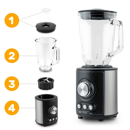 Blender cu cana idealSTORE, Capacitate 1.5L, 3 Functii de utilizare, Zdrobirea ghetei, Smoothie si Pulsatie, Protectie la supraincalzire, Picior anti alunecare, Usor de curatat, Putere nominala 800W