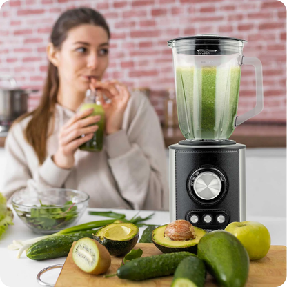 Blender cu cana idealSTORE, Capacitate 1.5L, 3 Functii de utilizare, Zdrobirea ghetei, Smoothie si Pulsatie, Protectie la supraincalzire, Picior anti alunecare, Usor de curatat, Putere nominala 800W