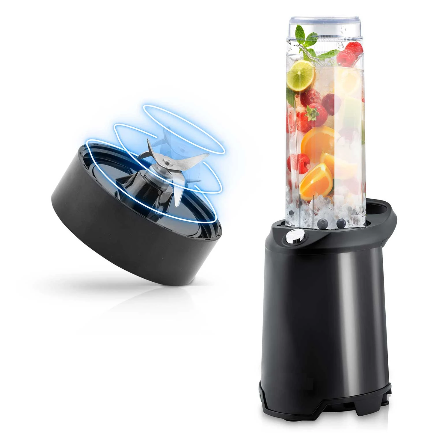 Blender Fresh smoothie idealSTORE, Capacitate 0.57L, Contine 2 sticle detasabile, Lame din otel inoxidabil, Protectie la supraincalzire, Usor de curatat, Putere nominala 350W