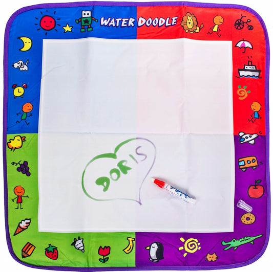 Covoras Creativ pentru desen cu apa idealSTORE FIRST PAINTING, Dimensiuni 70 x 70 cm, Se poate desena in 4 culori: rosu, albastru, verde si violet
