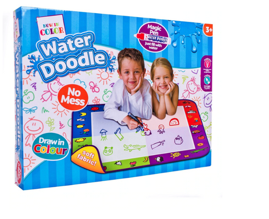 Covoras educativ pentru desen cu apa idealSTORE WATER DOODLE, Dimensiuni 70 x 70 cm, 4 Culori, rosu, albastru, verde, violet, Dezvolta coordonarea copilului