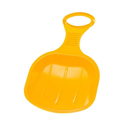 Sanie de patinaj Idealstore pentru copii de la 1 an+, Fabricat din plastic, Cu un maner mare si comod de tinut, Perfect pentru distractia oferita de partiile acoperite de zapada, Galben