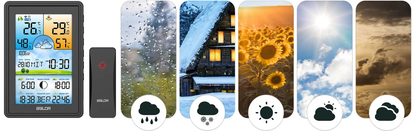 Statie Meteo fara fir IDL Baldr@ cu Senzor Exterior, Higrometru, Barometru, Prognoza meteo, Fazele Lunii, Afisaj Color, Predictie Temperatura si Umiditate, Ecran luminat, culoare Negru