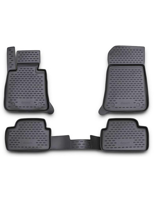 Set 4 covoare profesionale IDL cauciuc stil tavita BMW Seria 1 E87 2004-2011, Bordura inalta, fara miros, Material cauciucat foarte moale