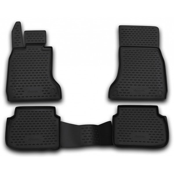 Set 4 covoare profesionale IDL cauciuc stil tavita BMW Seria 7 F01 2008-2015, Bordura inalta, fara miros, Material cauciucat foarte moale