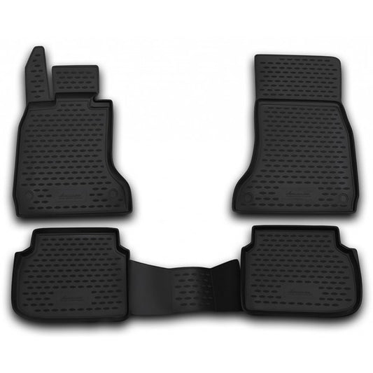 Set 4 covoare profesionale IDL cauciuc stil tavita BMW Seria 7 F01 2008-2015, Bordura inalta, fara miros, Material cauciucat foarte moale