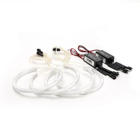 Set Profesional IDL Angel Eyes CCFL compatibil BMW seria 3 E46 (far cu lupa) cu droser si inele pentru 2 faruri, Culoare Lumina 6000k, Diametru 13cm