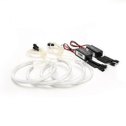 Set Profesional IDL Angel Eyes CCFL compatibil BMW seria 3 E46 (far cu lupa) cu droser si inele pentru 2 faruri, Culoare Lumina 6000k, Diametru 13cm