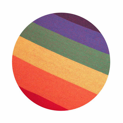 Hamac suspendat tip scaun RhoDes idealSTORE, Dimensiuni 130 x 112 X 98 cm, Include 1,5 m franghie, corzi groase impletite, Material din bumbac, respirabil, durabil si rezistent la abraziune, Sarcina maxima 150 KG, Ideal pentru terasa