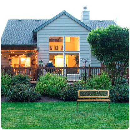 Banca de Gradina idealSTORE Garden Collections, Dimensiune 124 x 74 x 43 cm, Cadru puternic din Otel, Lemn de Plop, Design Minimalist, Perfect Pentru Gradina, Terasa sau Terasa