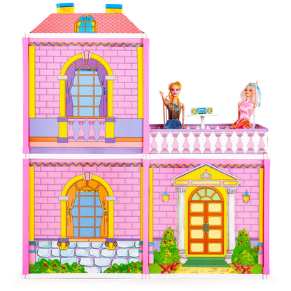 Casuta de Papusi idealSTORE Glamour Lady's Villa, Dimensiuni 70 x 79.3 x 23.5 cm, Include 110 elemente amenjate intr-un decor spectaculos, Accesorizata cu 2 papusi chic
