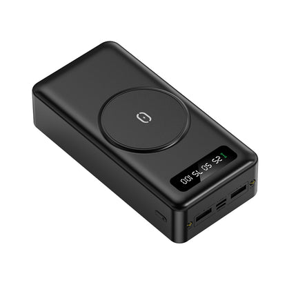 Baterie Externa MaxCharge IdealStore Wireless, Capacitate 30.000 mAh, Display LED procentaj baterie, Detine 4 iesiri, 1 Iesire USB, 1 Iesire type-C, 1 Iesire Micro-USB, 1 Iesire Wireless, Incarcare rapida, Tensiune iesire 5V-2A, Black Edition