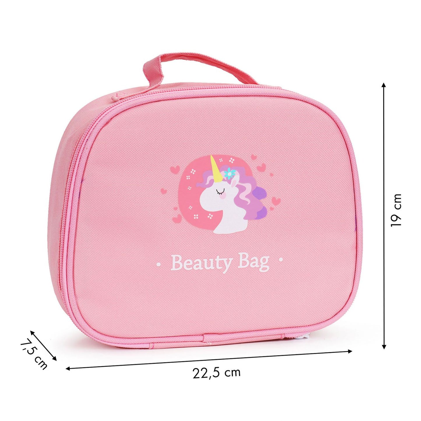 Set Make-up din lemn Beauty Bag idealSTORE, Dimensiuni 22 x 8 x 19 cm, Include 7 accesorii din lemn, Finisaj de calitate, Geata cosmetica, Ajuta la dezvoltarea imaginatiei
